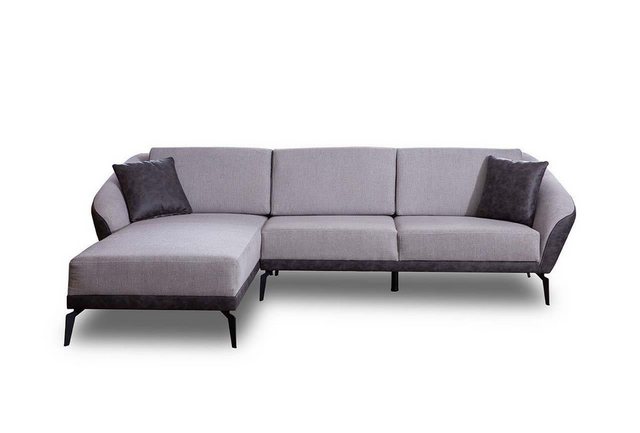 Xlmoebel Ecksofa Wohnzimmer-Sofa in L-Form mit weiß-grauem Stoffbezug - Des günstig online kaufen