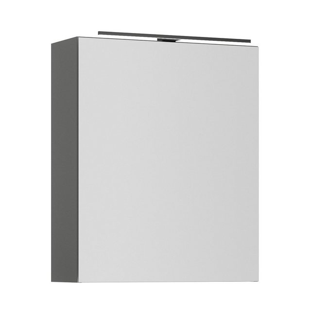 Lomadox Spiegelschrank PALERMO-136-GREY grau 60cm breit mit LED Aufsatzleuc günstig online kaufen