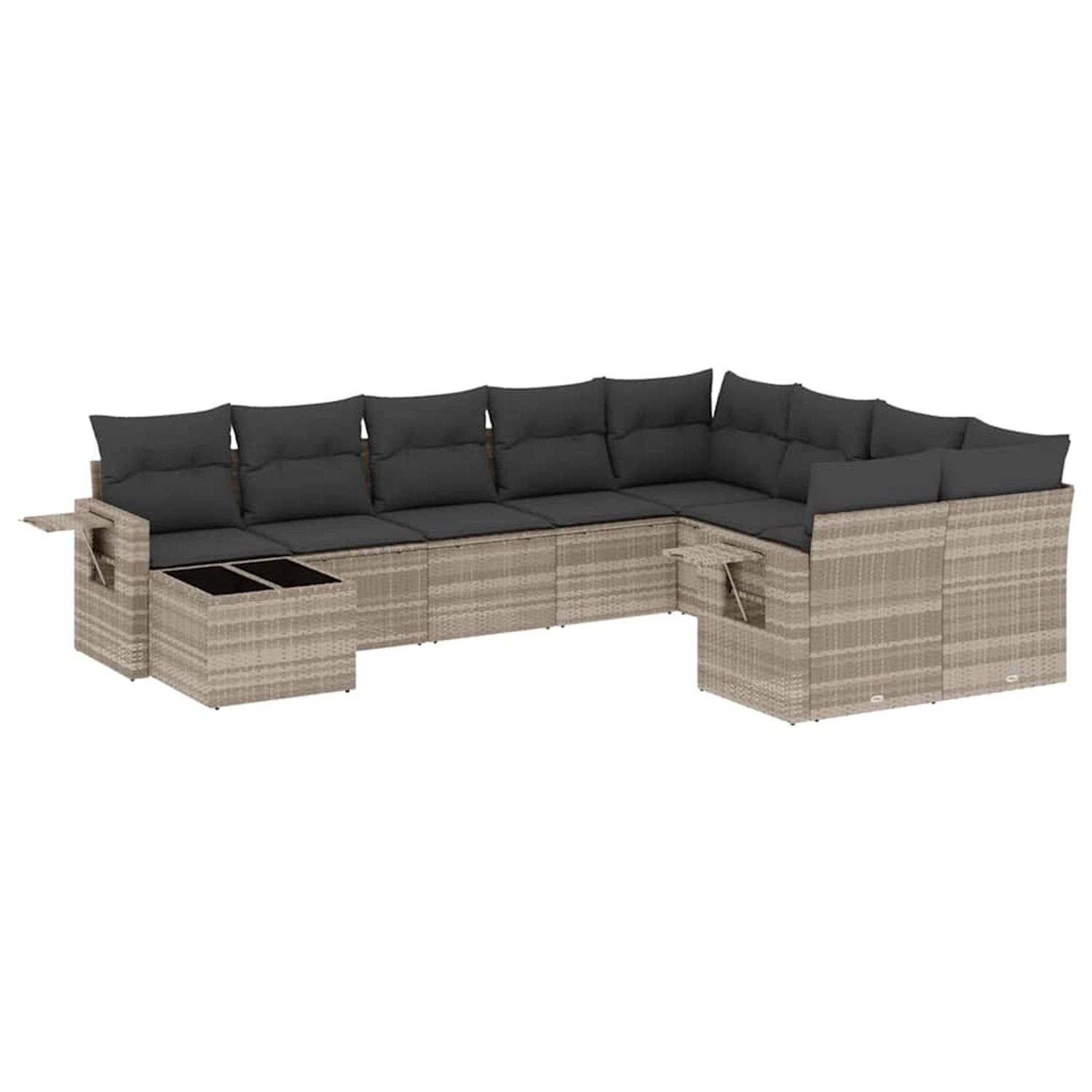 vidaXL 10-Tlg Garten-Sofagarnitur mit Kissen Hellgrau Poly Rattan 3220661 günstig online kaufen