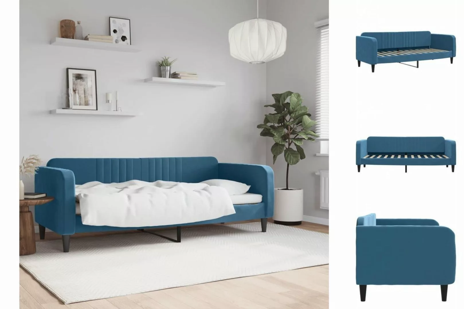 vidaXL Gästebett Tagesbett Blau 80x200 cm Samt Gästebett Gästecouch Gästeso günstig online kaufen