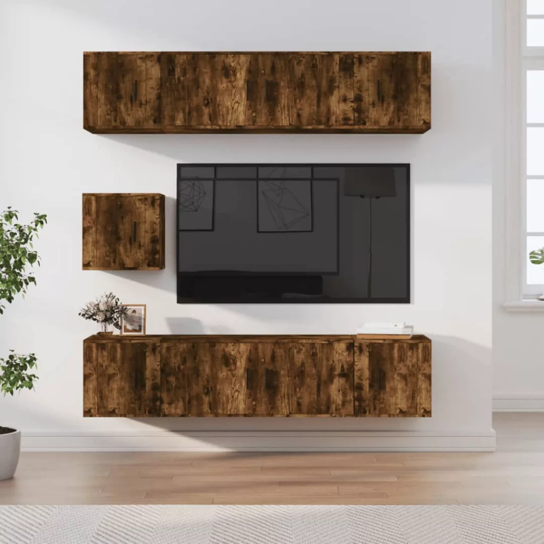 Vidaxl 7-tlg. Tv-schrank-set Räuchereiche Holzwerkstoff günstig online kaufen