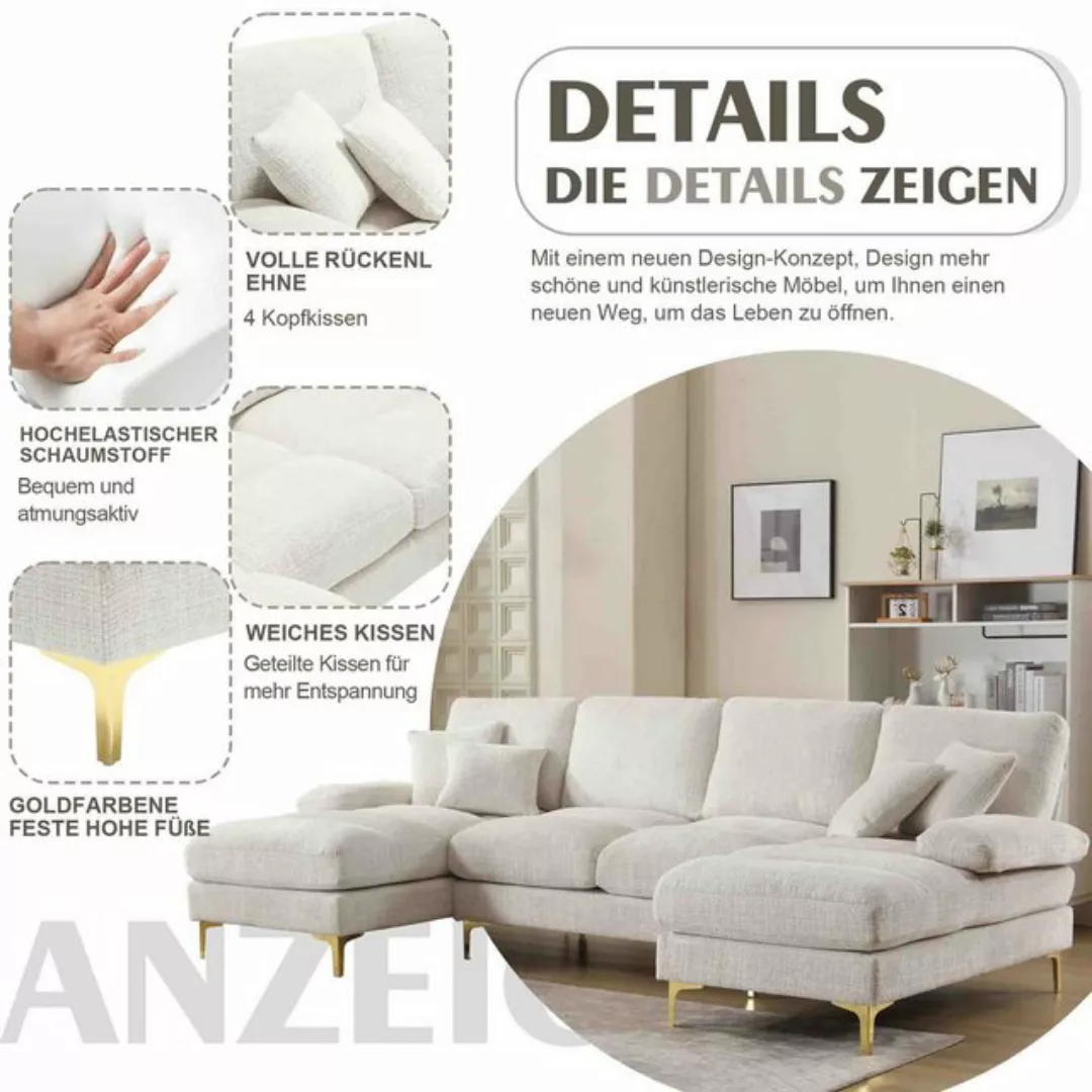 HAUSS SPLOE Sofa Schlafsofa U-förmiges modulares Sofa Weiches Couch mit Pol günstig online kaufen