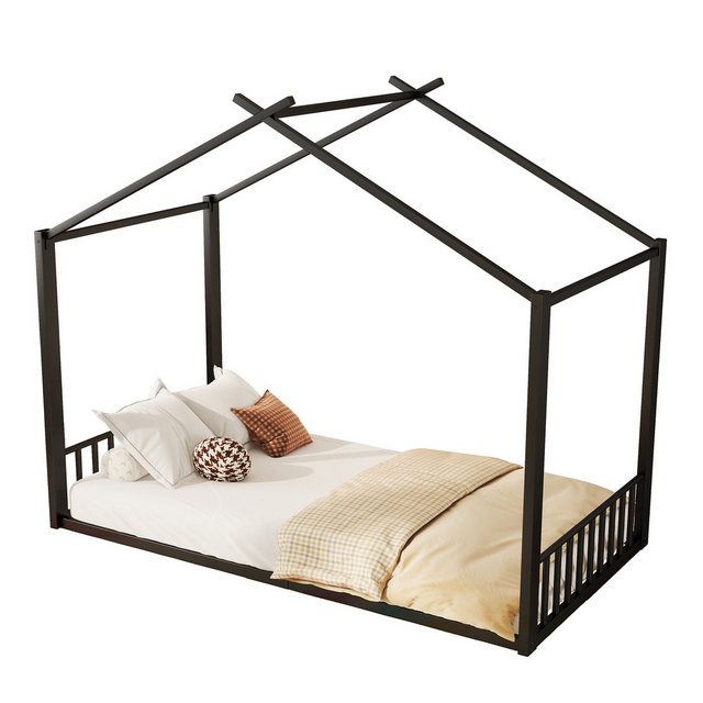 Flieks Metallbett, Einzelbett Hausbett Kinderbett 90x200cm mit Lattenrost günstig online kaufen