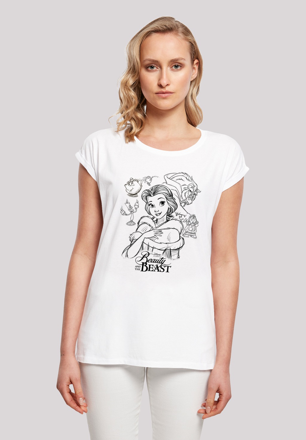 F4NT4STIC T-Shirt "Disney Die Schöne und das Biest Collage Zeichnung", Dame günstig online kaufen