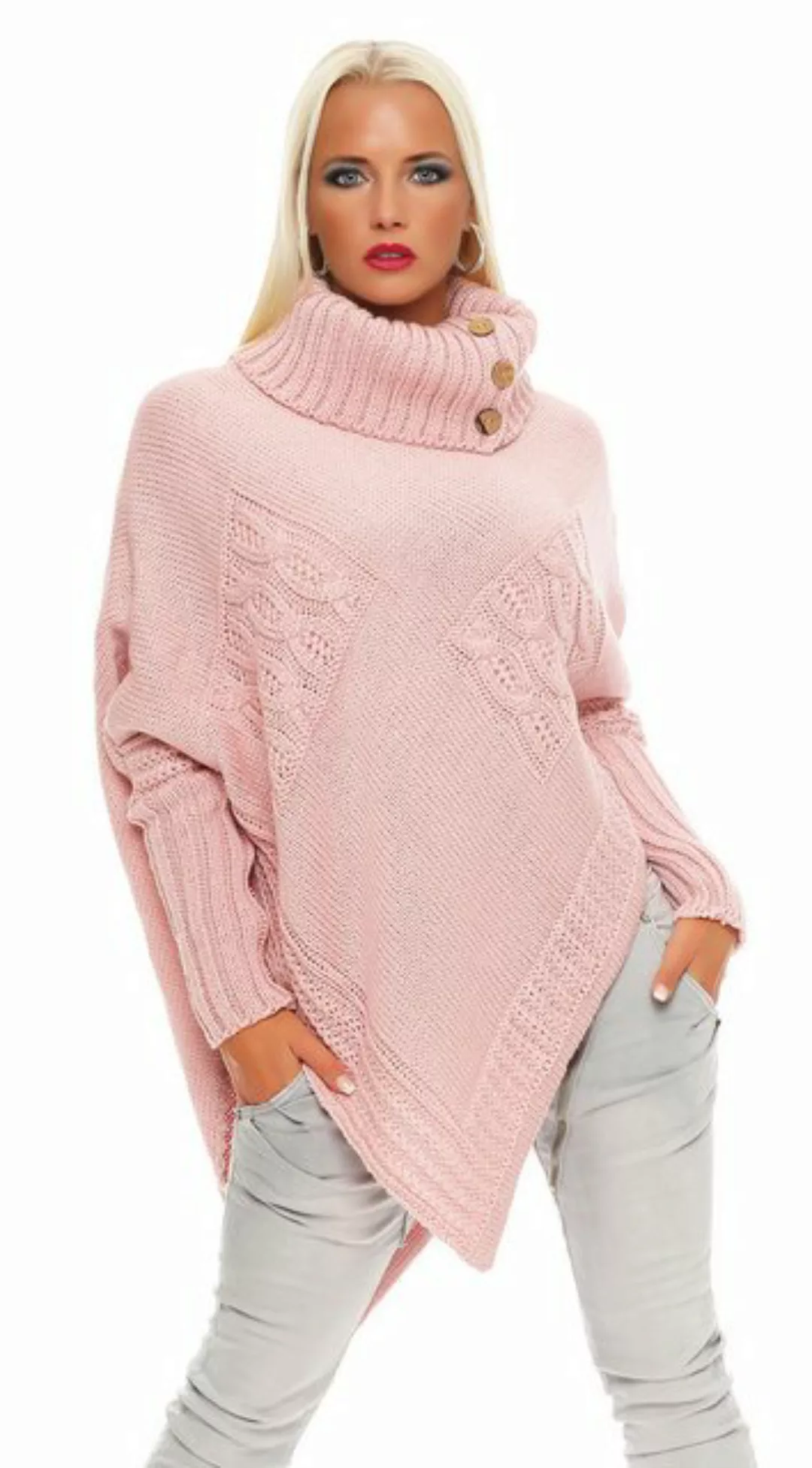 Mississhop Strickponcho Poncho Strick Sweatshirt Pullover Umhang Überwurf günstig online kaufen