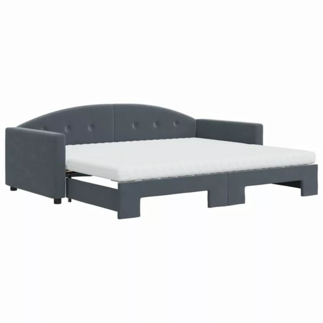 vidaXL Bett Tagesbett Ausziehbar mit Matratzen Dunkelgrau 90x190 cm Samt günstig online kaufen