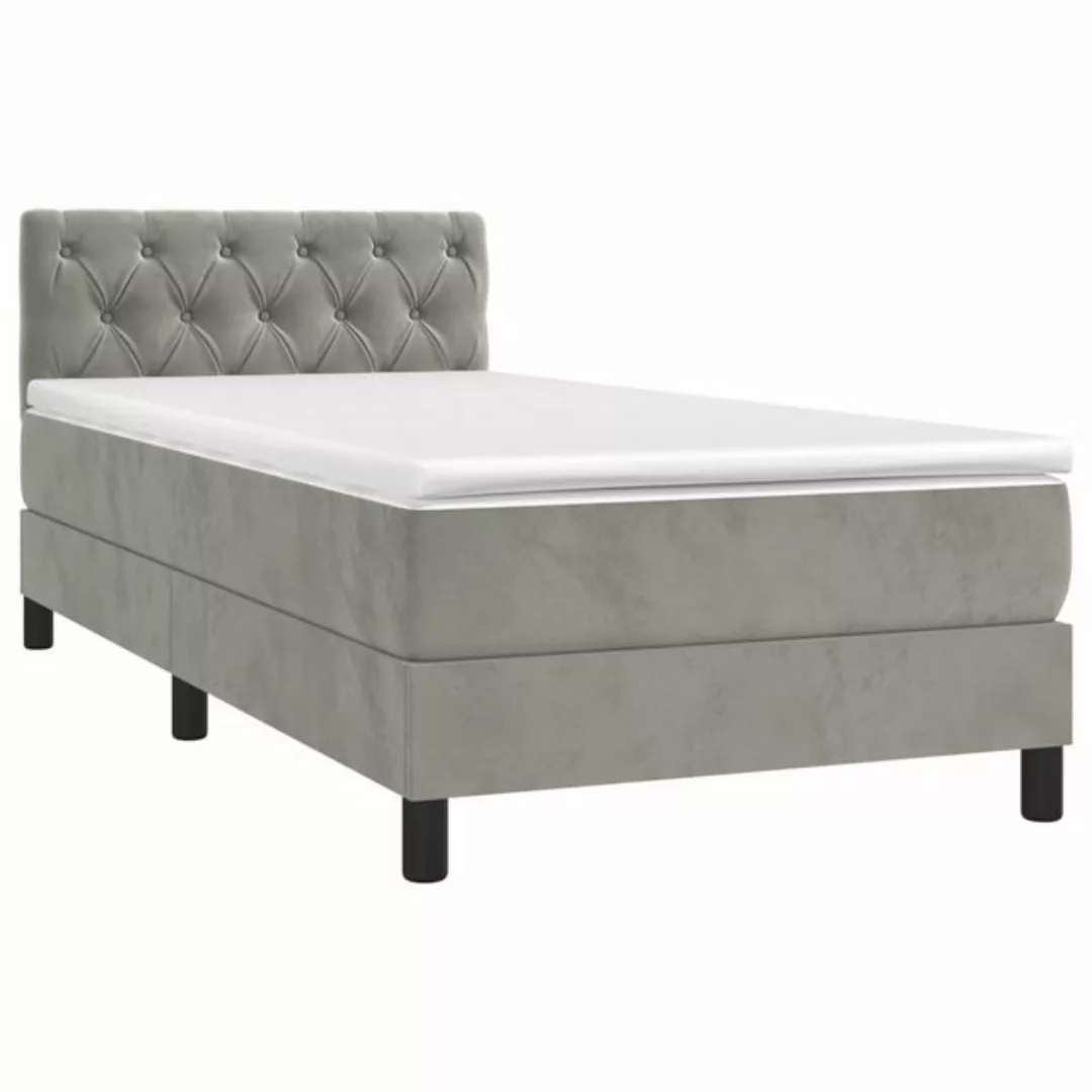 vidaXL Bett Boxspringbett mit Matratze & LED Hellgrau 80x200 cm Samt günstig online kaufen