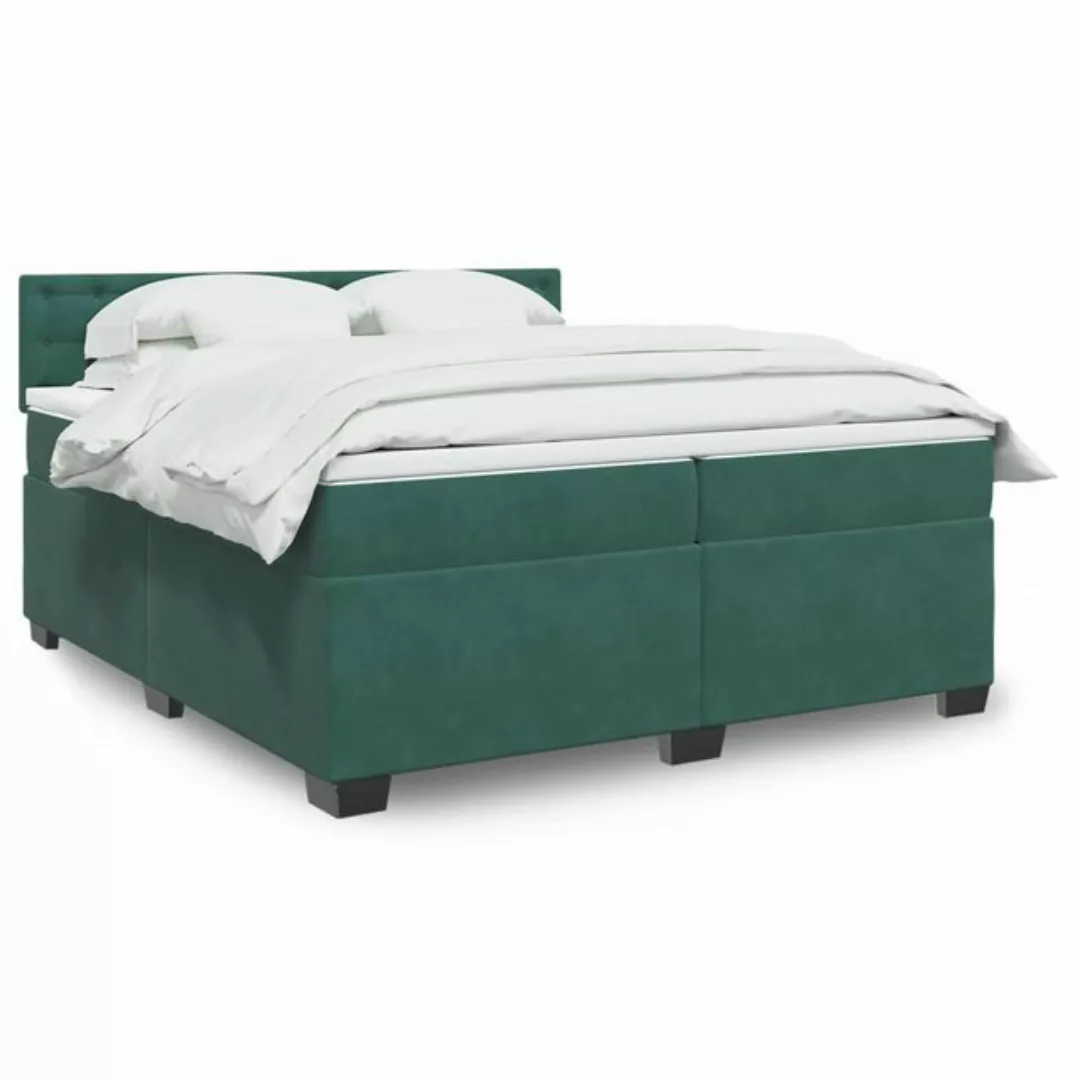 furnicato Bettgestell Boxspringbett mit Matratze Dunkelgrün 200x200 cm Samt günstig online kaufen