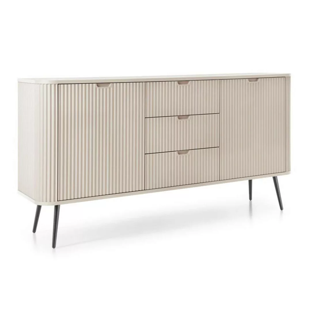 Sideboard gerillt in Kaschmir, Füße schwarz, ZARA-160 günstig online kaufen