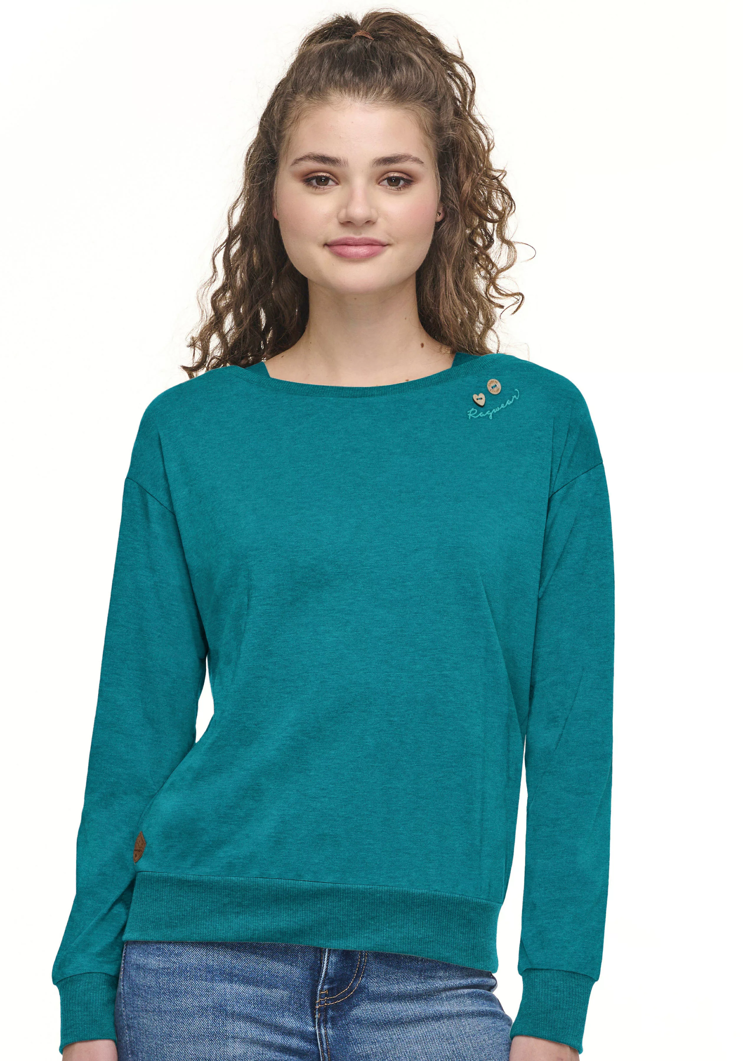 Ragwear Sweater "NEREA", mit Zierknöpfen in schöner Holzoptik günstig online kaufen