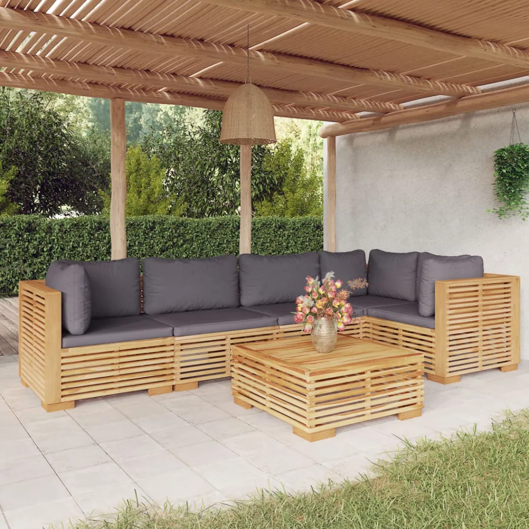 Vidaxl 6-tlg. Garten-lounge-set Mit Kissen Massivholz Teak günstig online kaufen