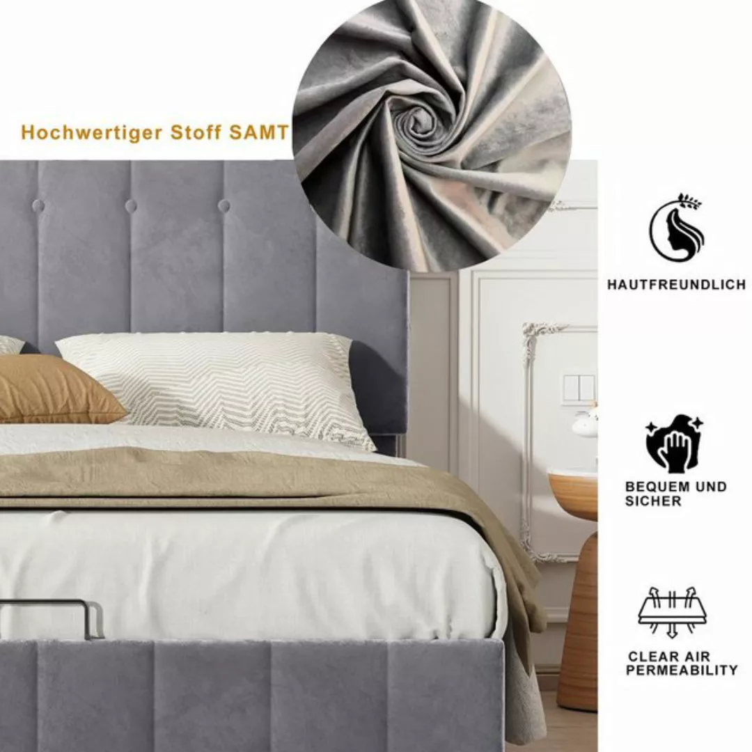 Merax Polsterbett Hydraulisch mit Bettkasten und Lattenrost, Doppelbett 140 günstig online kaufen