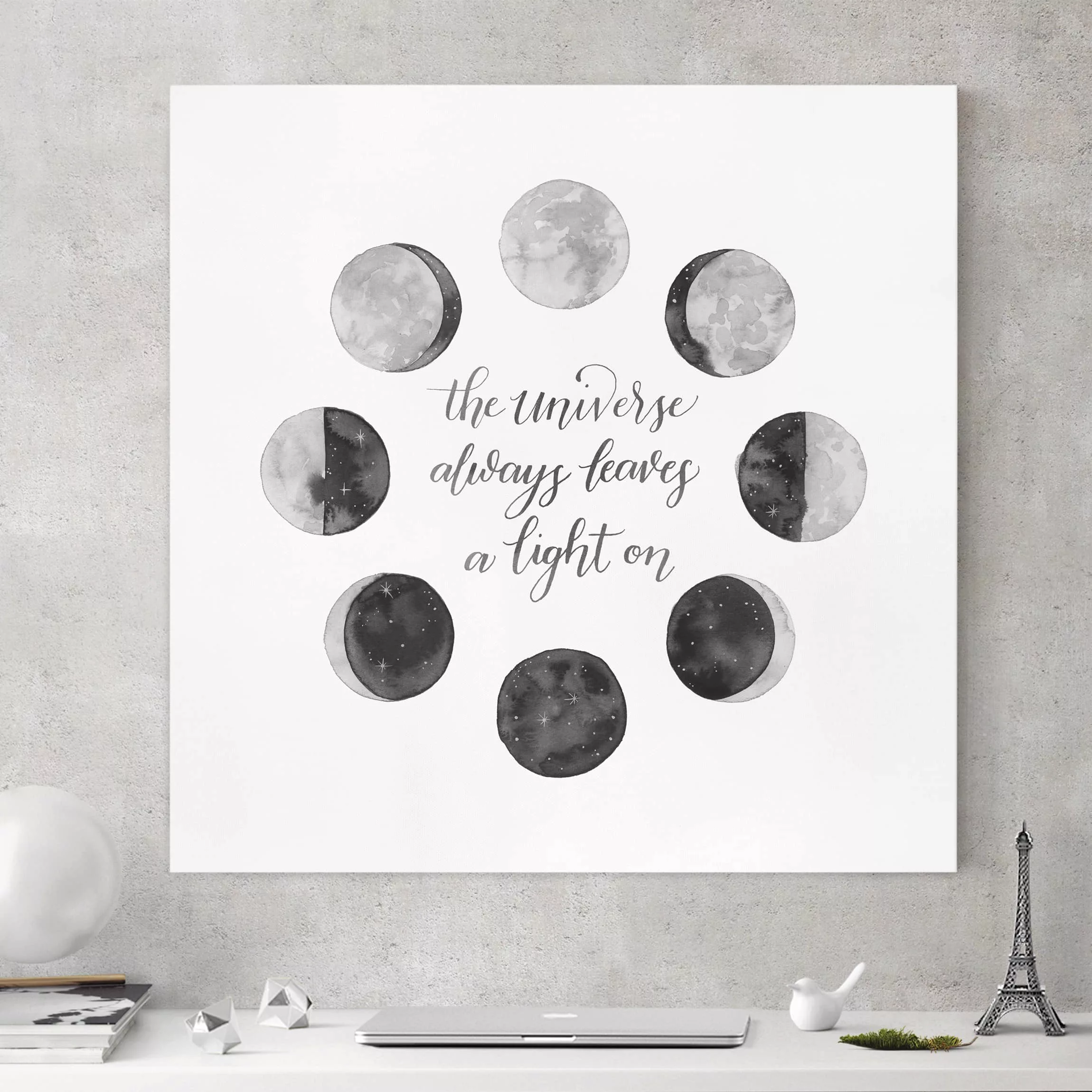 Leinwandbild Spruch - Quadrat Ode an den Mond - Universum günstig online kaufen