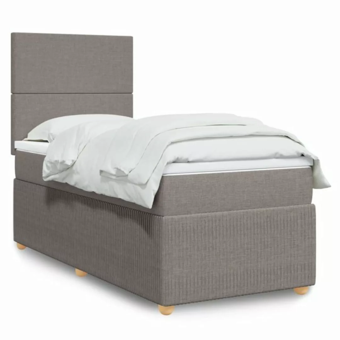 vidaXL Boxspringbett, Boxspringbett mit Matratze Taupe 80x200 cm Stoff günstig online kaufen