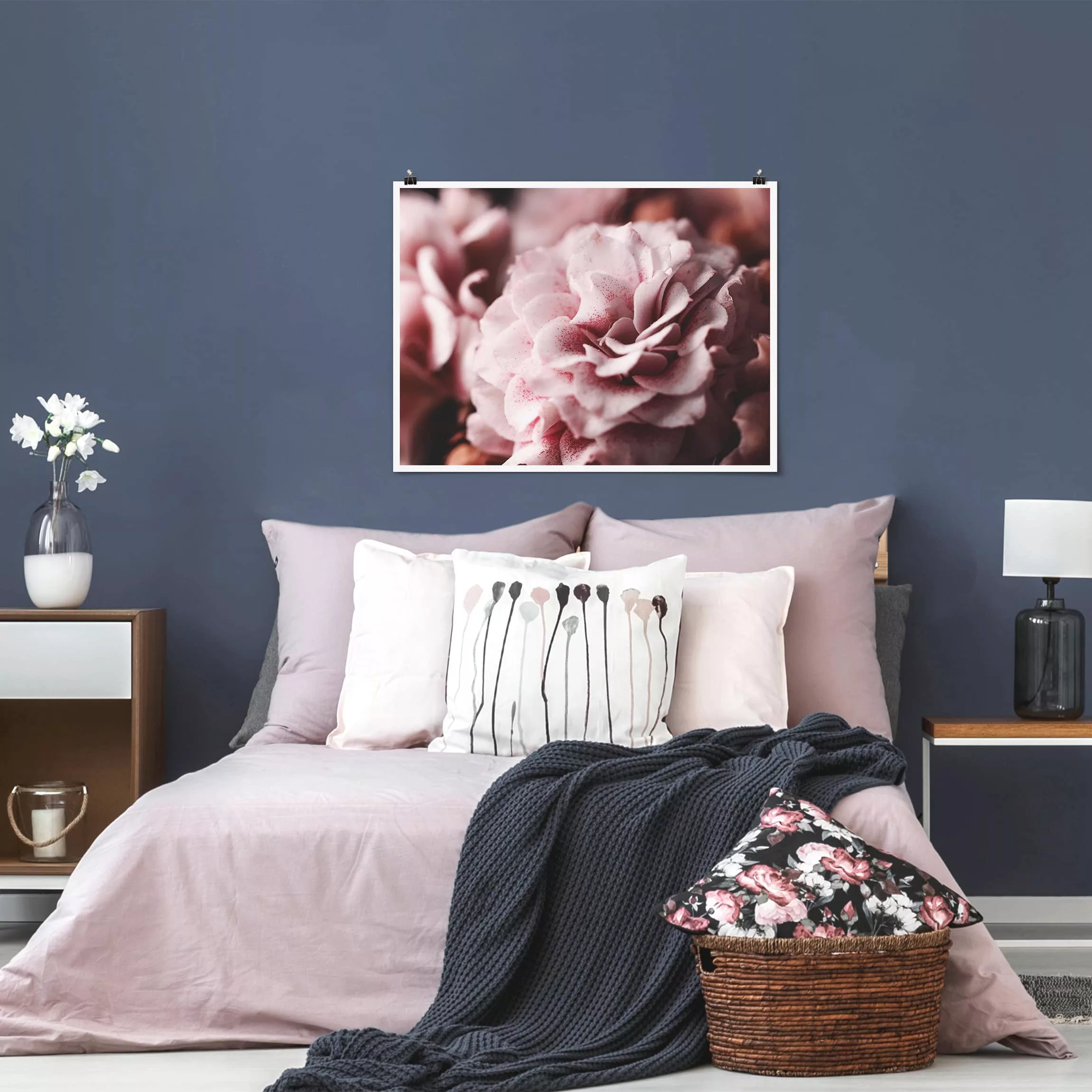 Poster Blumen - Querformat Shabby Rosa Rose Pastell günstig online kaufen