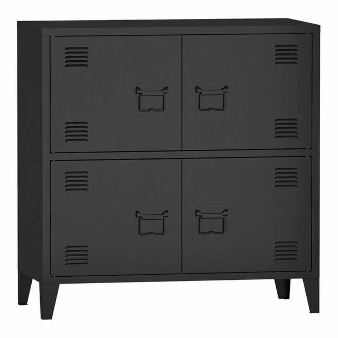 en.casa Mehrzweckschrank »Hamina« Büroschrank mit 4 Türen 80x40x82 cm Schwa günstig online kaufen