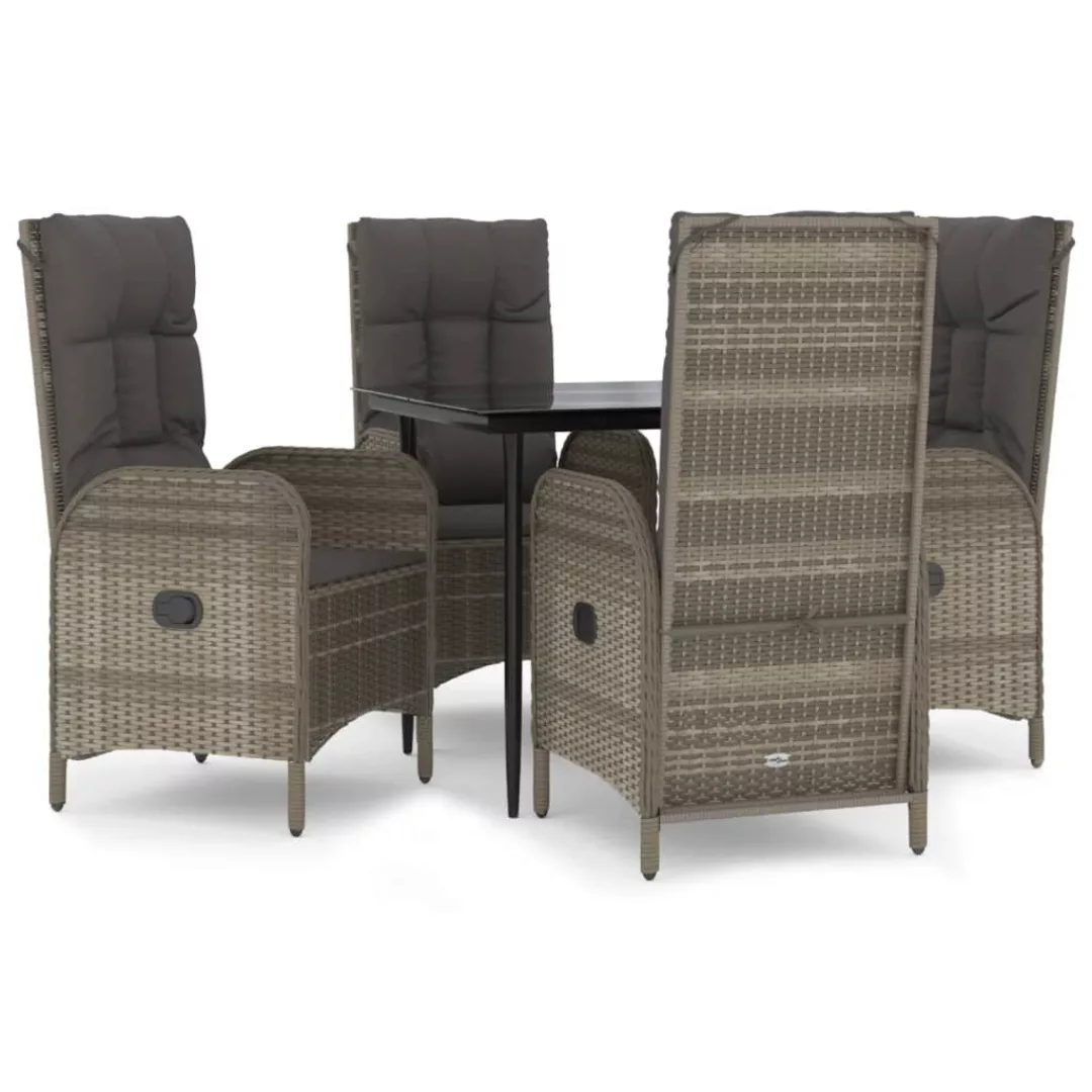 Vidaxl 5-tlg. Garten-lounge-set Mit Kissen Schwarz Grau Poly Rattan günstig online kaufen