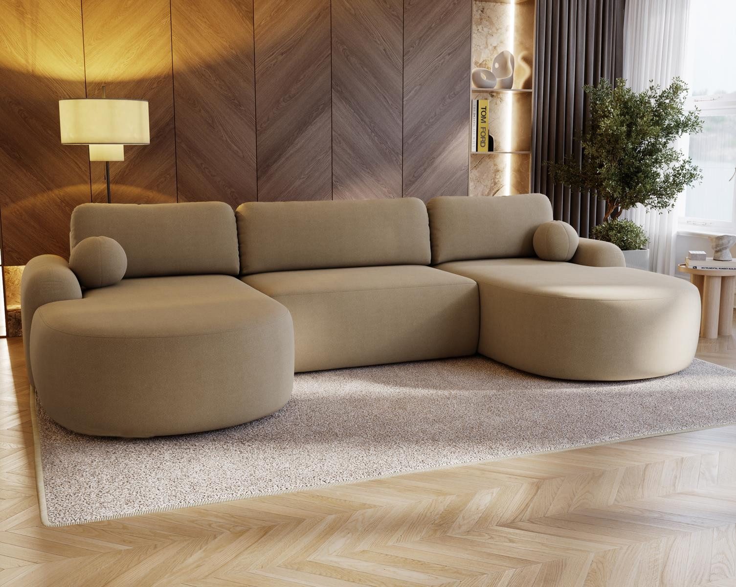 Compleo Ecksofa Design U-Form Ecksofa Bouclé, günstig online kaufen