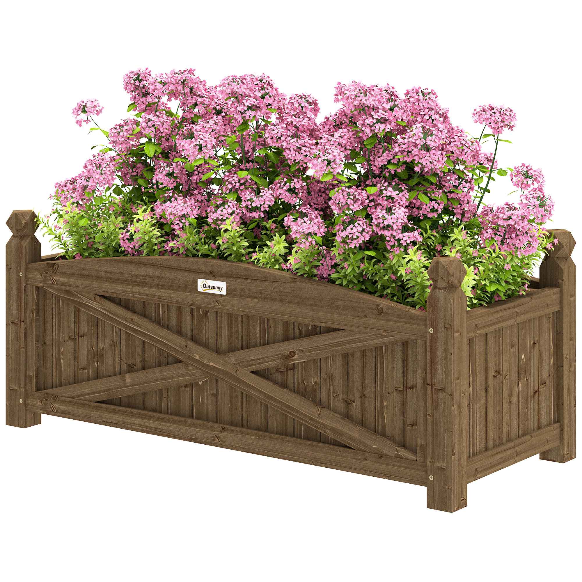 Outsunny Holz-Hochbeet, erhöhtes Pflanzbeet mit Drainagelöchern, Blumenkast günstig online kaufen