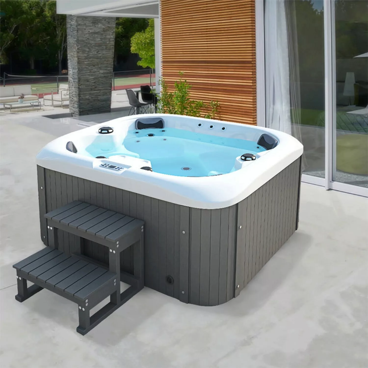 Home Deluxe Outdoor Whirlpool Sea Star Pure 180 x 160 x 79 cm Dunkelgrau-We günstig online kaufen