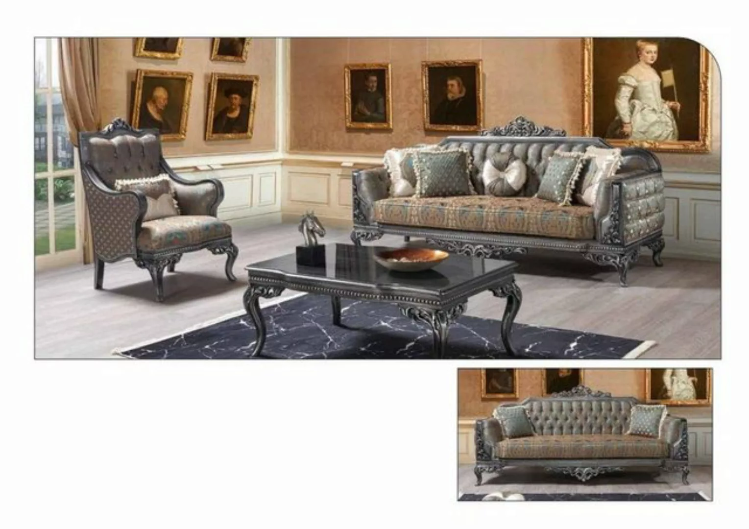 JVmoebel Sofa Sofagarnitur 3+1 Sitzer Sofa Sessel Stoff Luxus Sitz Gruppe 2 günstig online kaufen