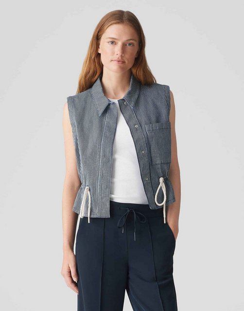 OPUS Anzugweste Gestreifte Weste WALEA Regular aus softem Denim günstig online kaufen