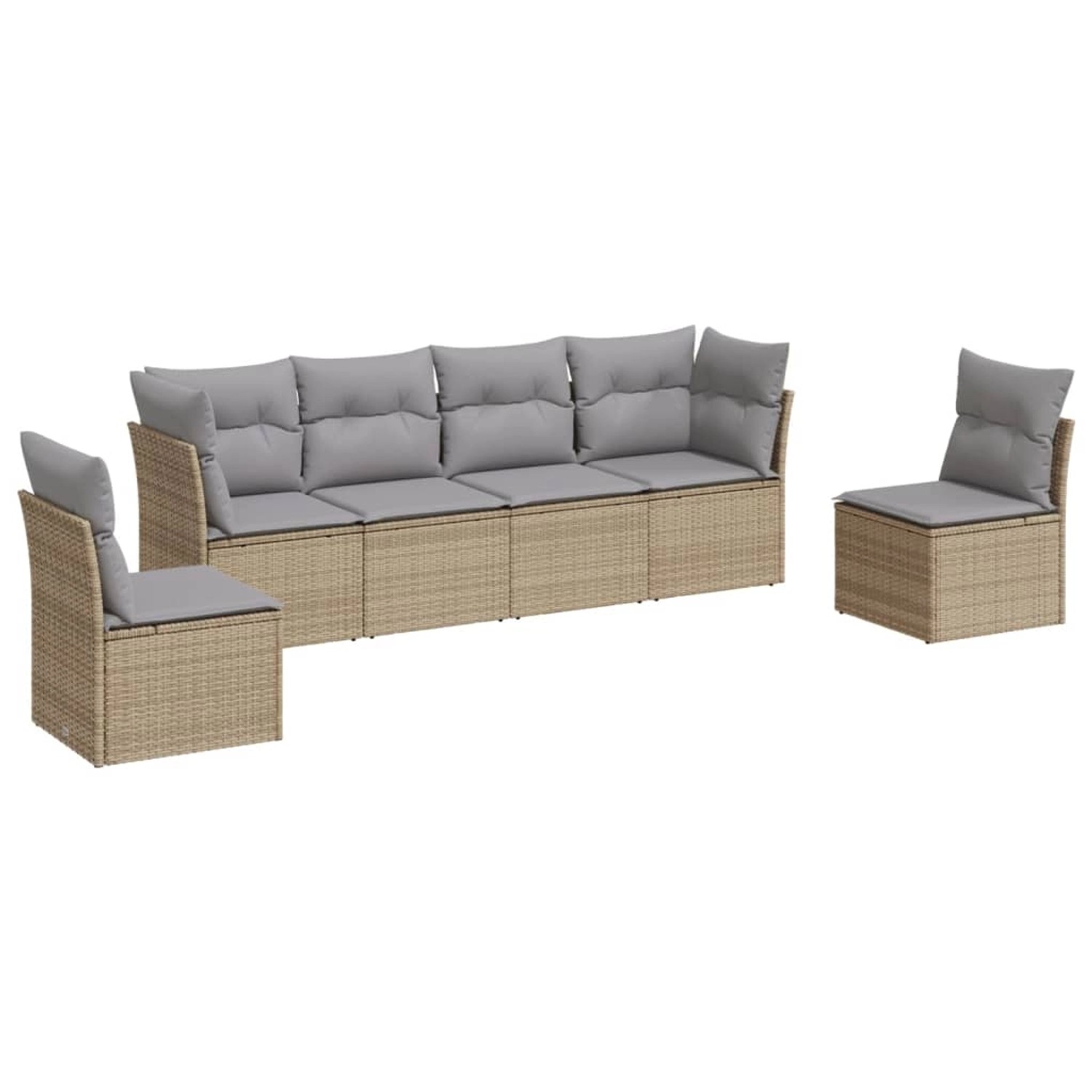 vidaXL 6-tlg Garten-Sofagarnitur mit Kissen Beige Poly Rattan Modell 24 günstig online kaufen