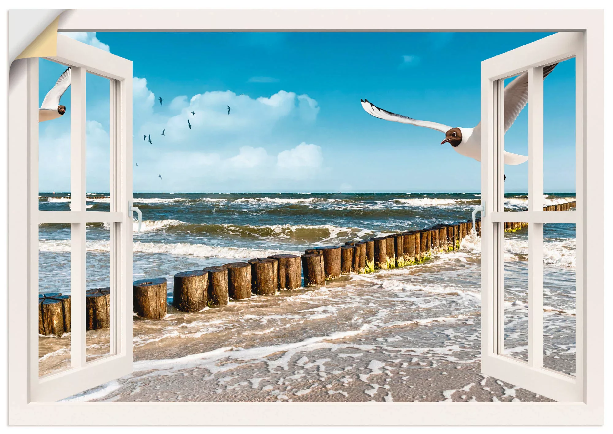 Artland Wandbild "Fensterblick - Ostsee", Fensterblick, (1 St.), als Leinwa günstig online kaufen