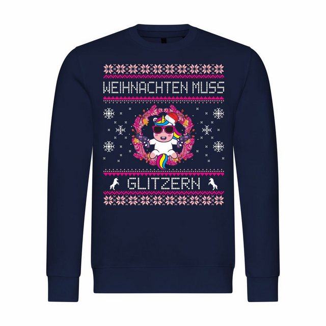 deinshirt Kapuzenpullover Herren Pullover Weihnachten muss glitzern Einhorn günstig online kaufen