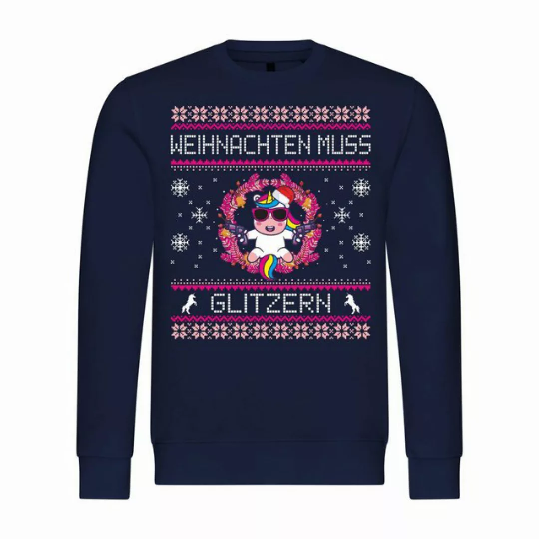 deinshirt Kapuzenpullover Herren Pullover Weihnachten muss glitzern Einhorn günstig online kaufen