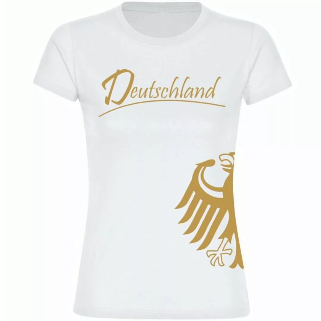 multifanshop T-Shirt Damen Deutschland - Adler seitlich Gold - Frauen günstig online kaufen