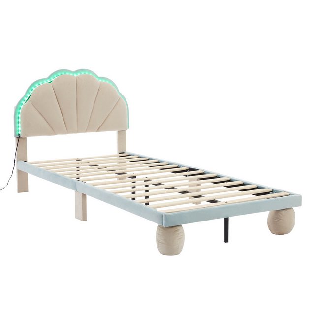 WISHDOR Kinderbett Einzelbett Polsterbett Tagesbett Gästebett, Samt 90x200c günstig online kaufen