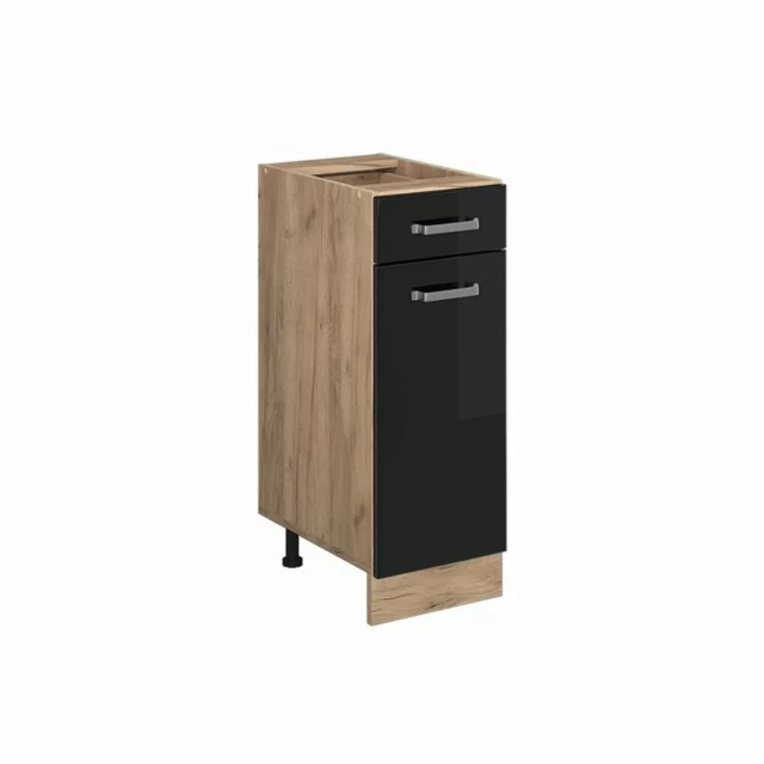 Vicco Unterschrank R-Line, Schwarz Hochglanz/Goldkraft Eiche, 30 cm, AP Ant günstig online kaufen