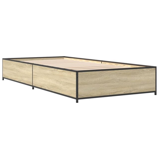 vidaXL Bett Bettgestell Sonoma-Eiche 90x200 cm Holzwerkstoff und Metall günstig online kaufen