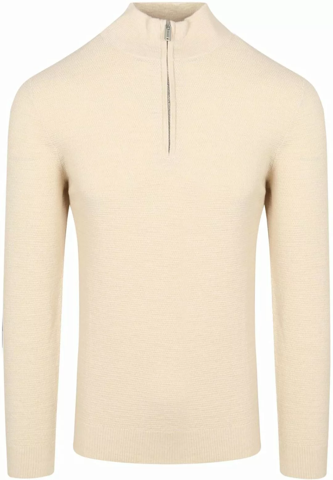 Profuomo Half Zip Pullover Struktur Ecru - Größe S günstig online kaufen