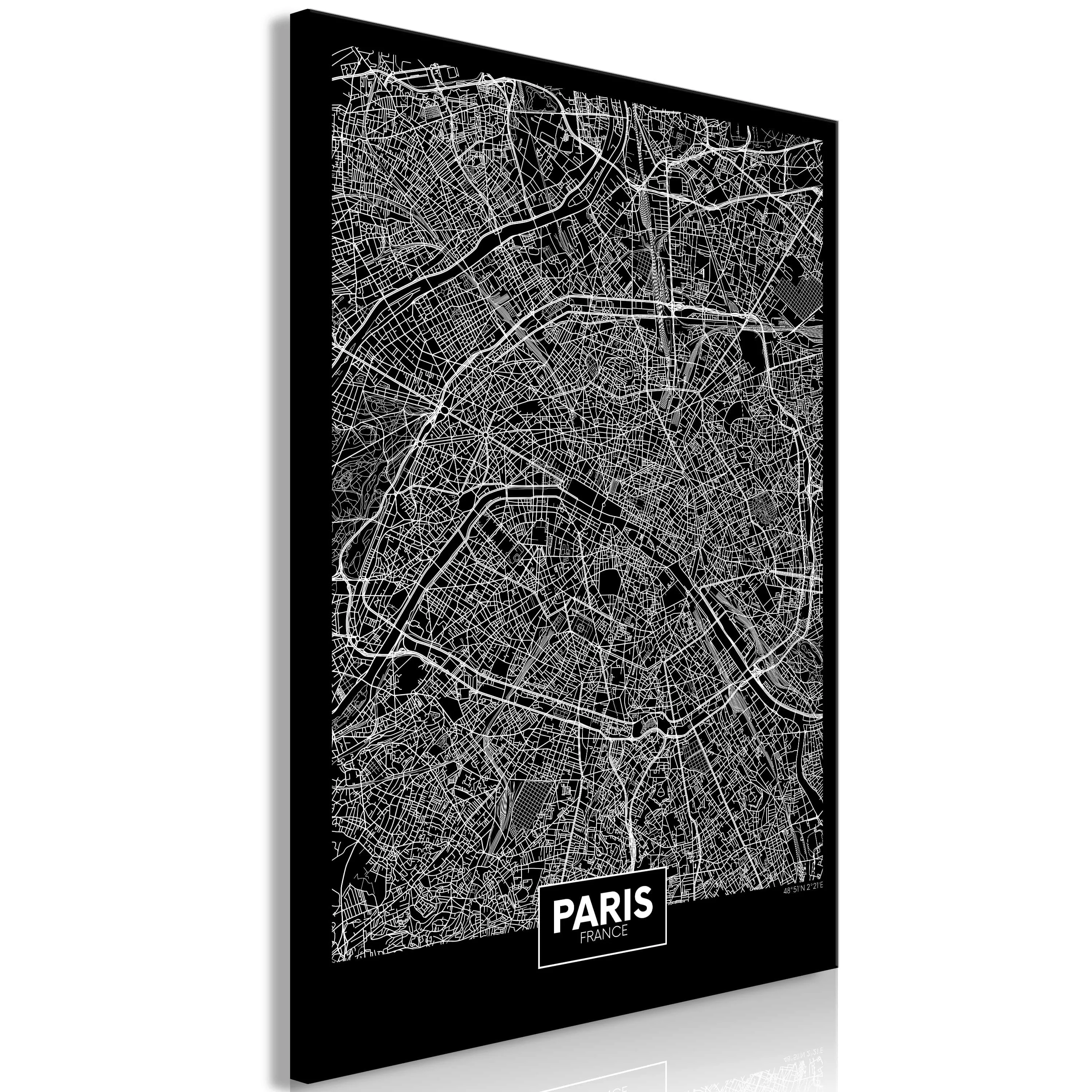 Wandbild - Dark Map of Paris (1 Part) Vertical günstig online kaufen