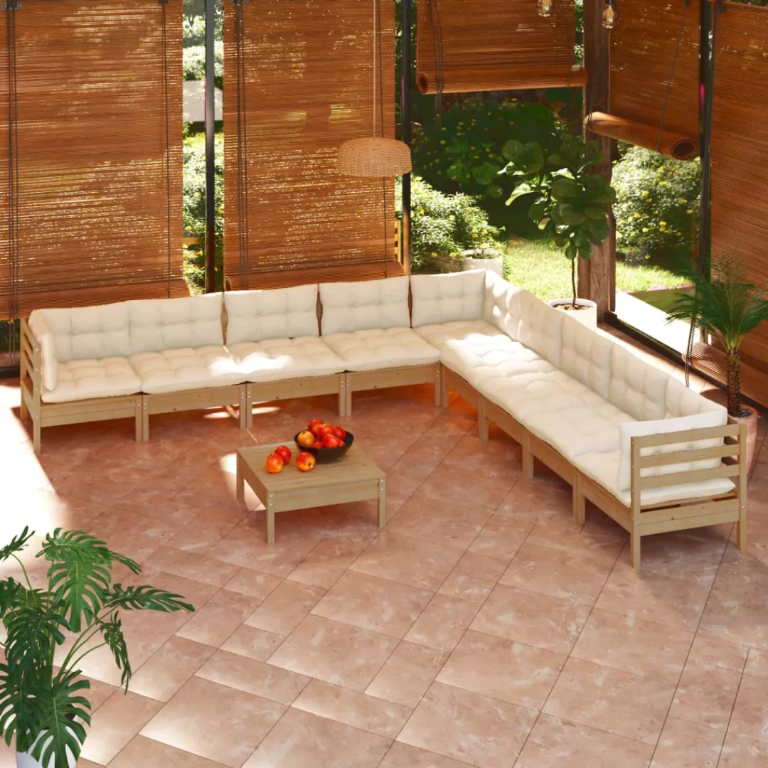 10-tlg. Garten-lounge-set Mit Kissen Honigbraun Kiefernholz günstig online kaufen