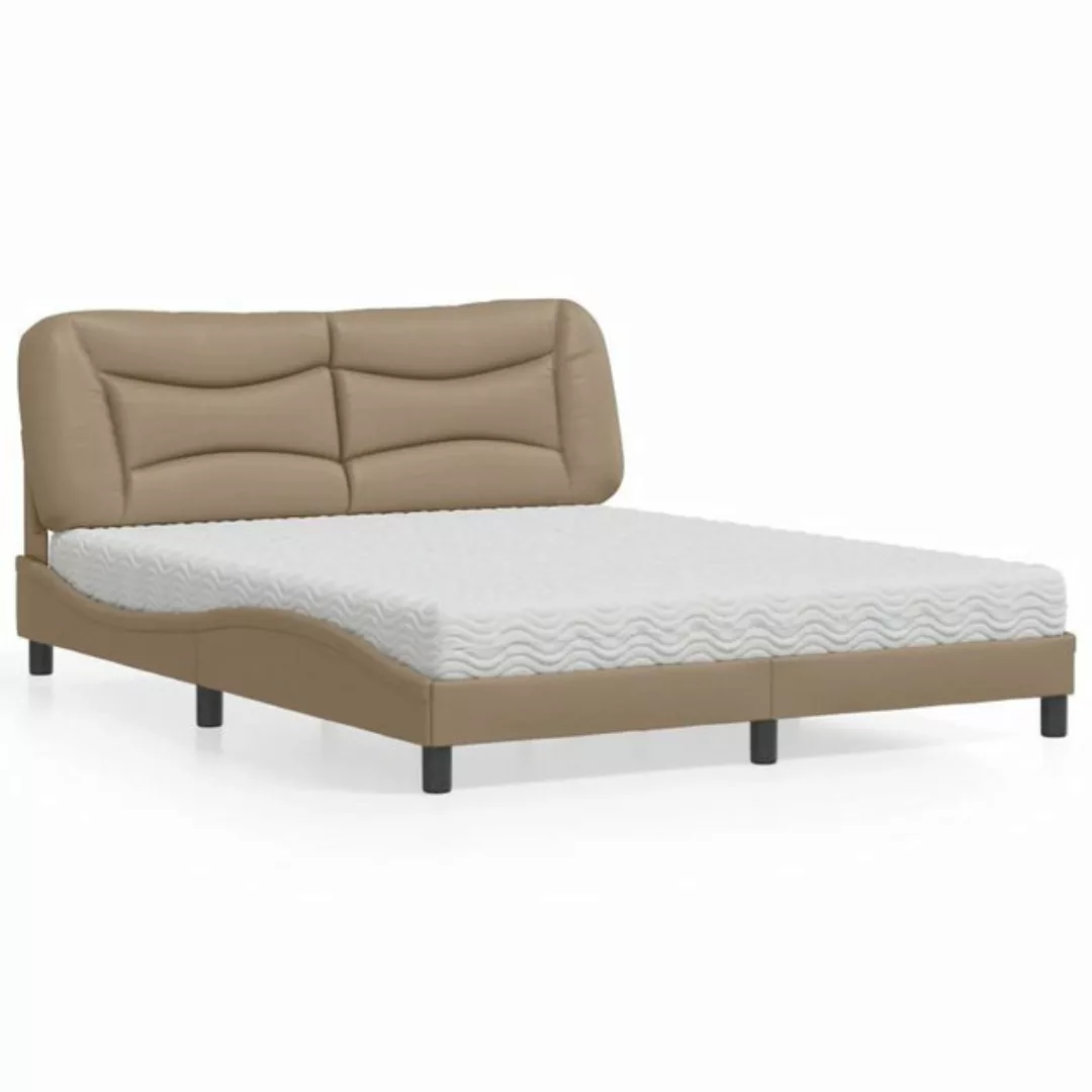 vidaXL Bett, Bett mit Matratze Cappuccino-Braun 160x200 cm Kunstleder günstig online kaufen