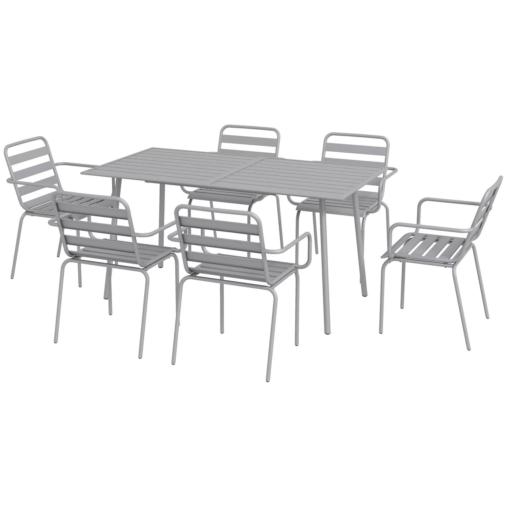 Gartenmöbel-Set Sitzgruppe Esstisch 6 stapelbare Stühle Balkon Terrasse Sta günstig online kaufen