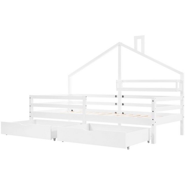 OKWISH Kinderbett Jugendbett Hausbett (90x200cm Weiß mit Lattenrost ohne Ma günstig online kaufen