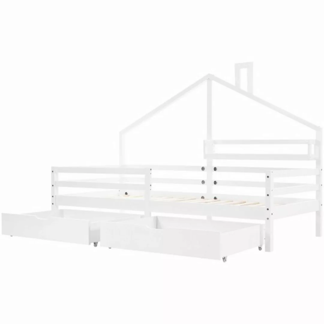 OKWISH Kinderbett Jugendbett Hausbett (90x200cm Weiß mit Lattenrost ohne Ma günstig online kaufen