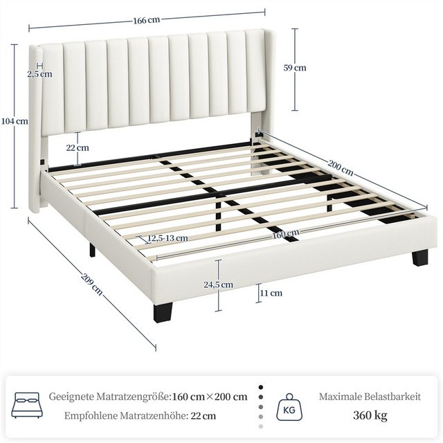 Yaheetech Polsterbett, Doppelbett Familienbett Bettgestell mit Lattenrost, günstig online kaufen