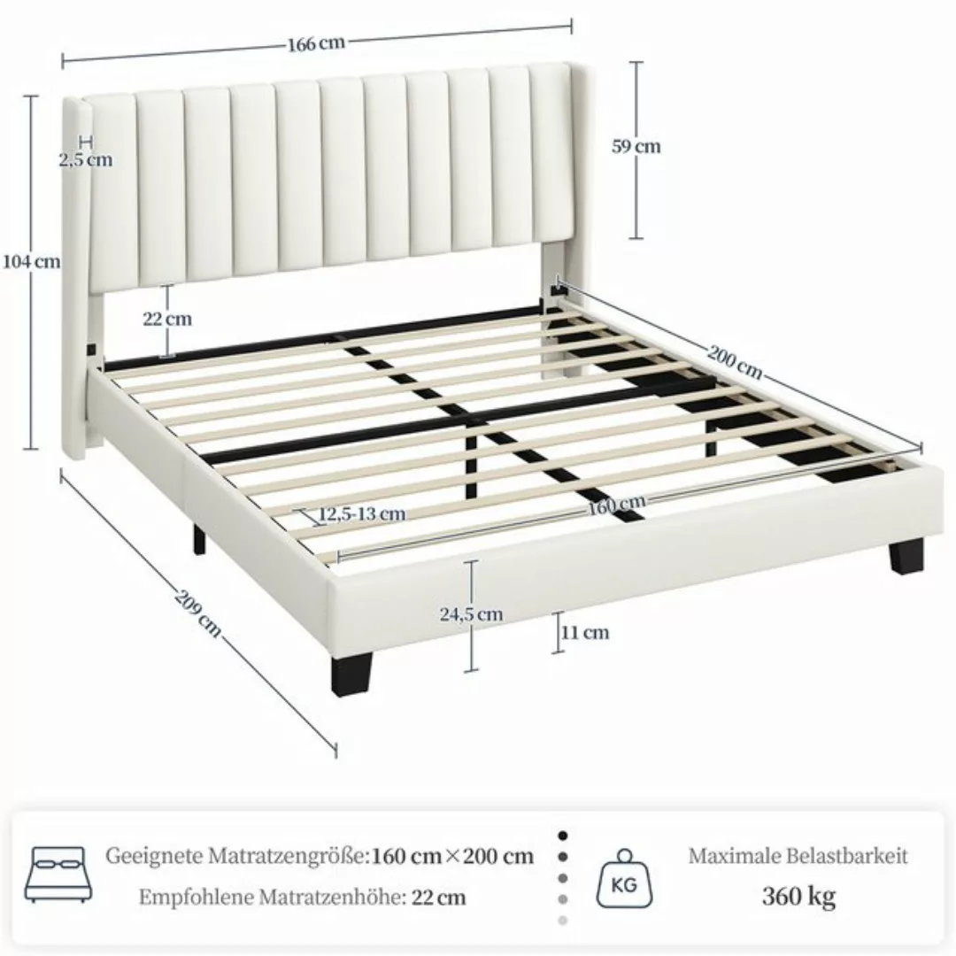 Yaheetech Polsterbett, Doppelbett Familienbett Bettgestell mit Lattenrost, günstig online kaufen