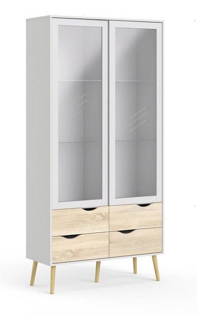 ebuy24 Vitrine Napoli Vitrine mit 2 Türen und 4 Schubladen weiss/ günstig online kaufen