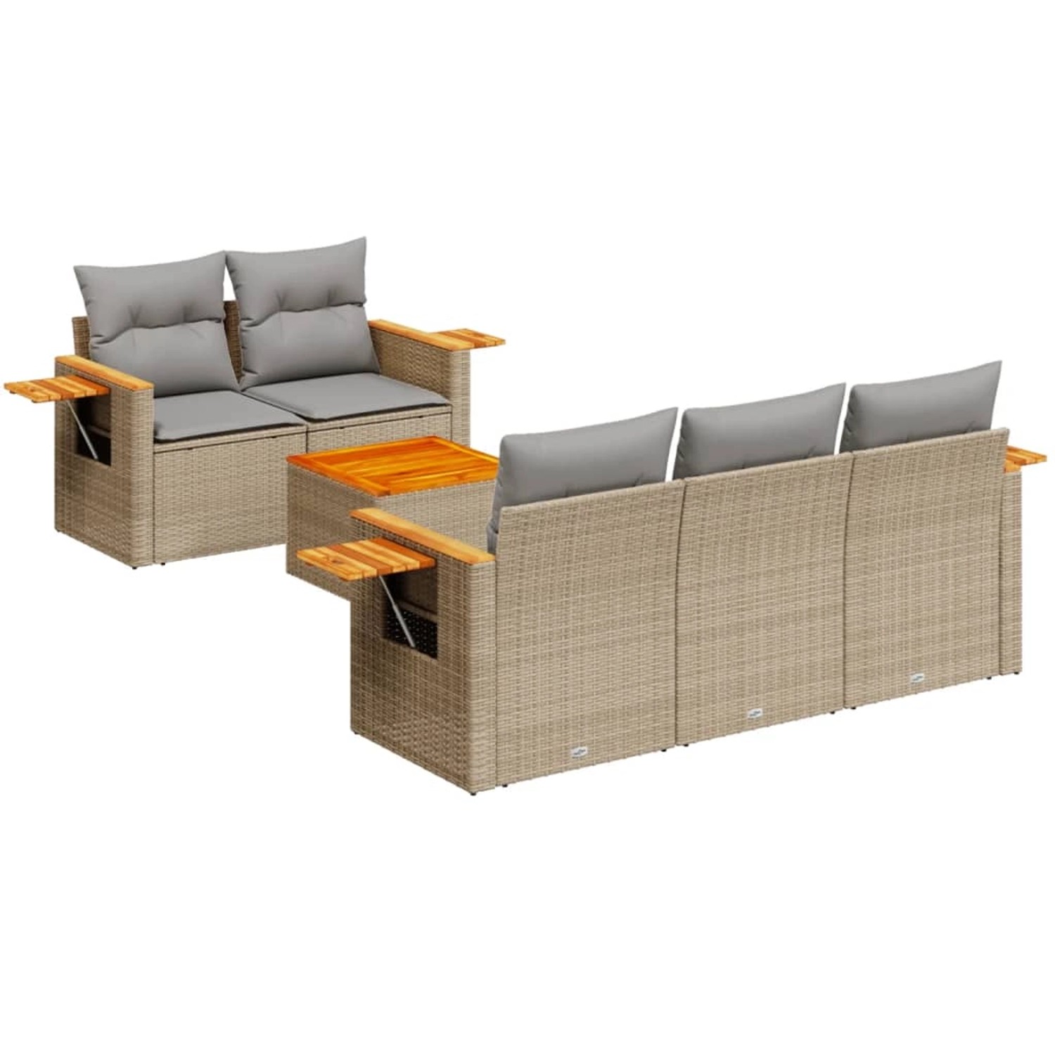 vidaXL 6-Tlg Garten-Sofagarnitur mit Kissen Beige Poly Rattan 3259028 günstig online kaufen