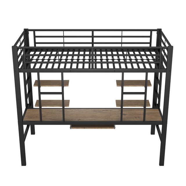 Gotagee Hochbett 90x200 Metallbett Schreibtisch+2 Bücherregalen Einzelbett günstig online kaufen