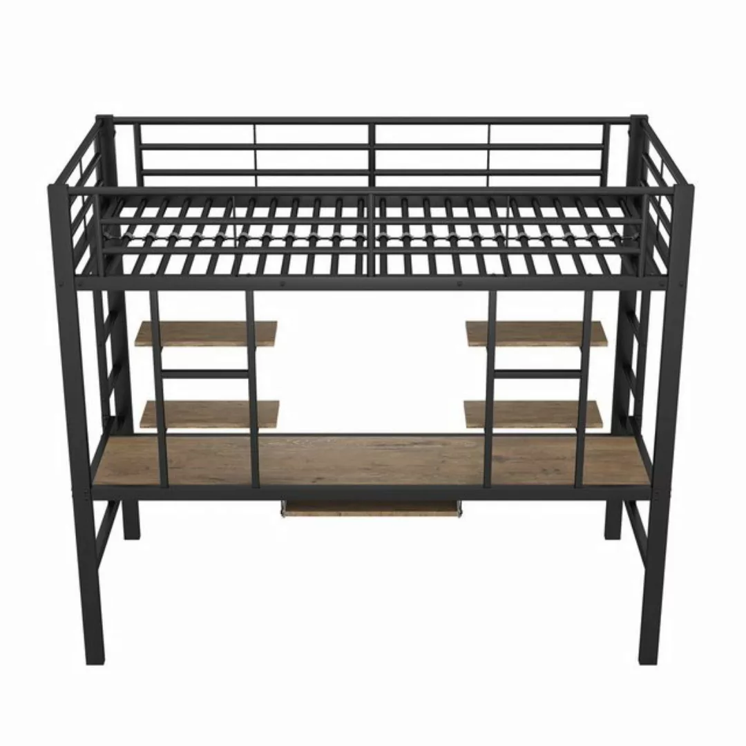 Gotagee Hochbett 90x200 Metallbett Schreibtisch+2 Bücherregalen Einzelbett günstig online kaufen