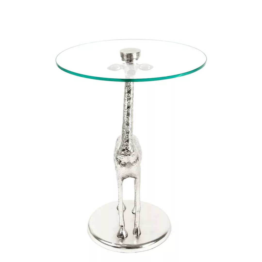 Designtisch mit Giraffen Säulengestell runder Glasplatte günstig online kaufen