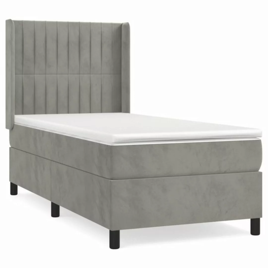 vidaXL Boxspringbett Boxspringbett mit Matratze Hellgrau 90x190 cm Samt Bet günstig online kaufen