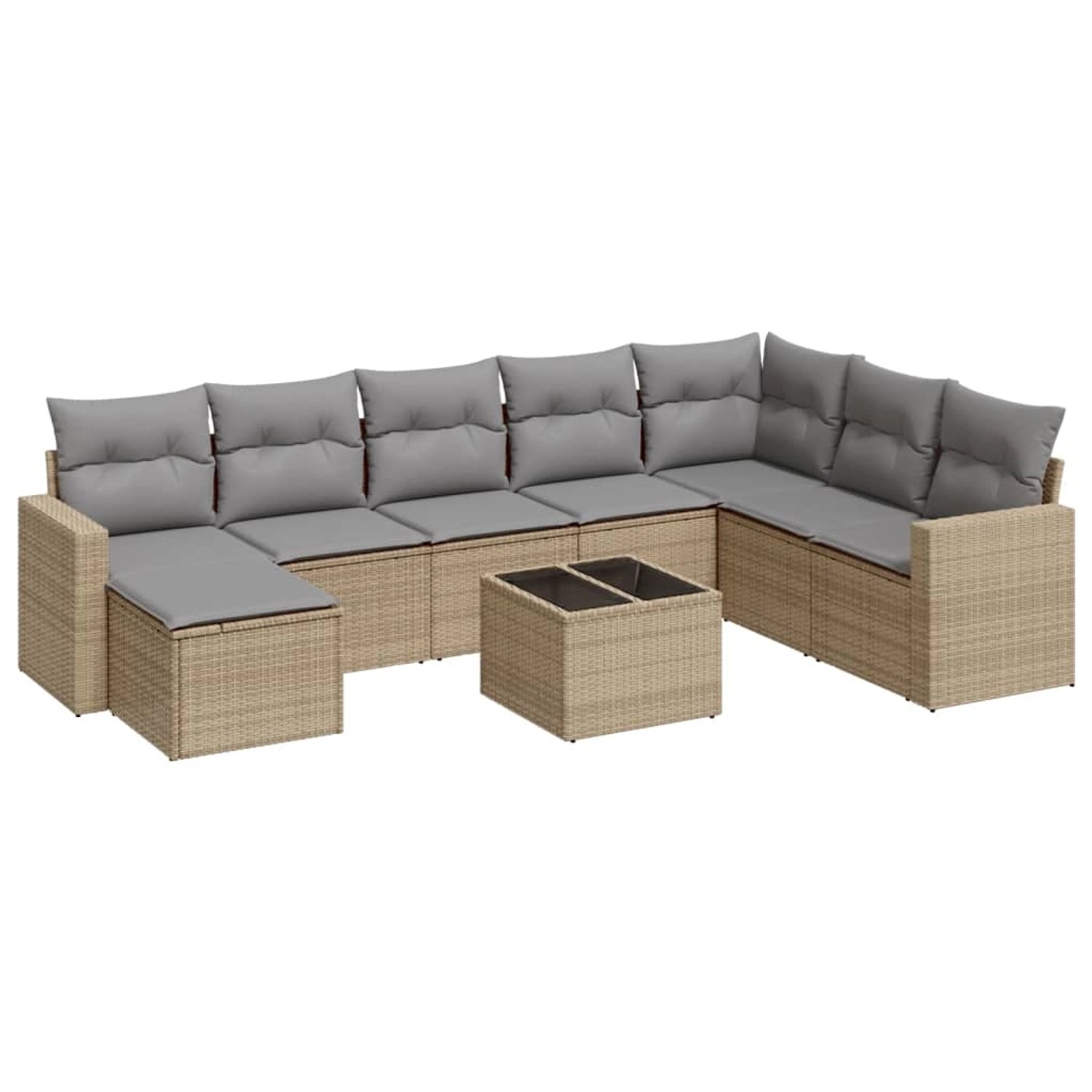 vidaXL 9-Tlg Garten-Sofagarnitur mit Kissen Beige Poly Rattan 3219359 günstig online kaufen
